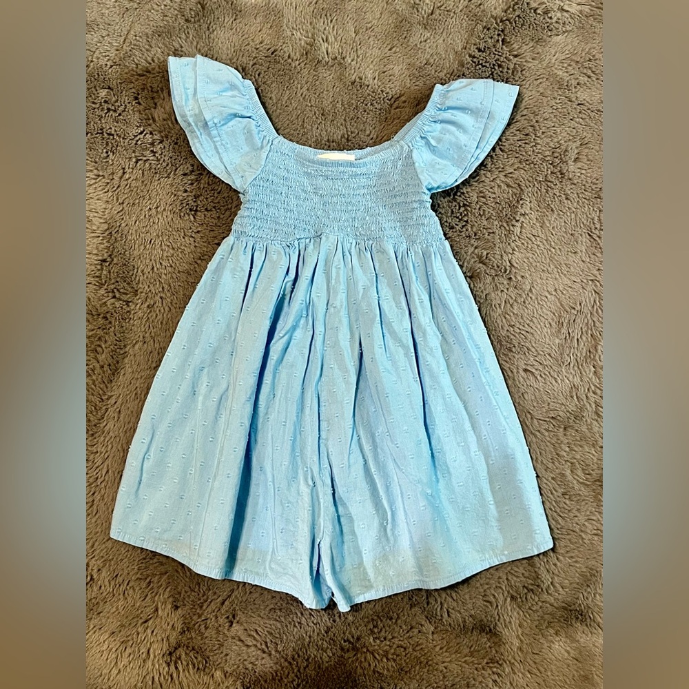 Children’s Place Light Blue Eyelet Romper with Flutter Sleeves
